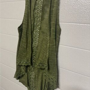 Self Esteem Olive Crochet Vest